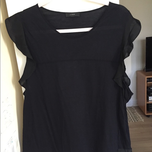 Pretty JCREW black ruffle sleeveless summer top M - Picture 2 of 10